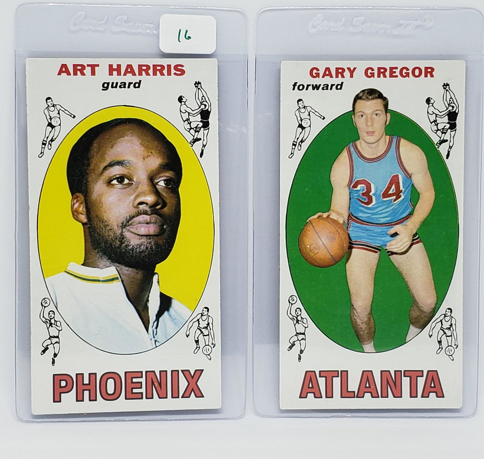 LOT OF 2 VINTAGE TALL-BOYS BASKETBALL CARDS: HIGHER GRADE 1969-70 TOPPS BASKETBALL CARDS ART HARRIS #76, GARY GREGOR #11 EXMT