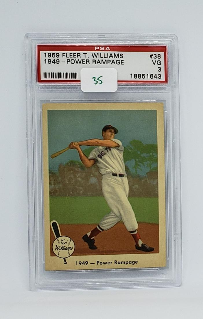 TED WILLIAMS 1959 FLEER #38 1949-POWER RAMPAGE PSA 3 VG: TED WILLIAMS 1959 FLEER #38 1949-POWER RAMPAGE PSA 3 VG