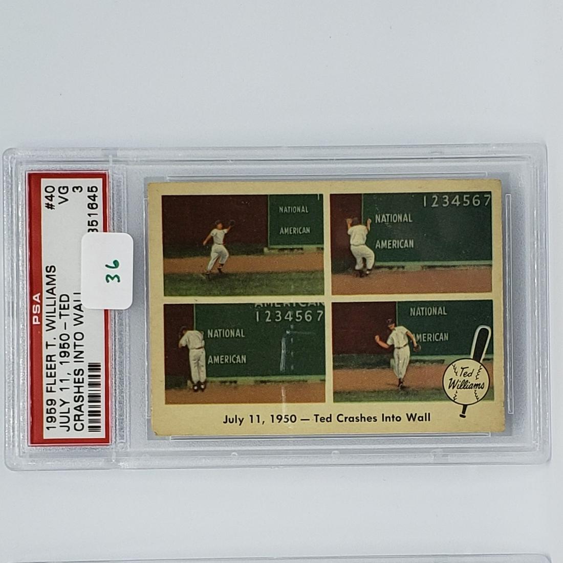 TED WILLIAMS 1959 FLEER #40 1950-TED CRASHES INTO WALL: TED WILLIAMS 1959 FLEER #40 1950-TED CRASHES INTO WALL