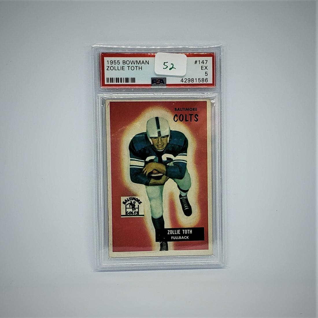 PSA GRADED 1955 BOWMAN FOOTBALL ZOLLIE TOTH BALTIMORE: PSA GRADED 1955 BOWMAN FOOTBALL ZOLLIE TOTH BALTIMORE COLTS