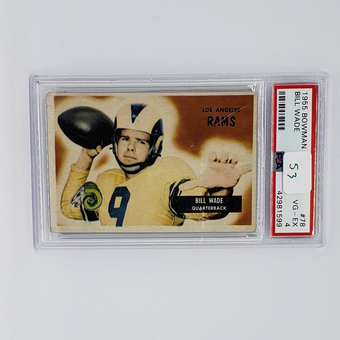 PSA GRADED 1955 BOWMAN FOOTBALL BILL WADE LOS ANGELES: PSA GRADED 1955 BOWMAN FOOTBALL BILL WADE LOS ANGELES RAMS