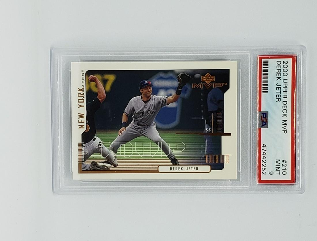 PSA GRADED 9 MINT LOW POP DEREK JETER 2000 UPPER DECK: 2000 UPPER DECK MVP #210 DEREK JETER YANKEES HOF POP 6 PSA 9