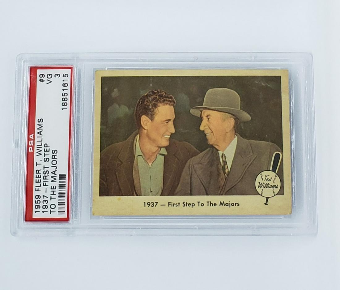 1959 FLEER TED WILLIAMS #9 1937-FIRST STEP TO MAJORS: 1959 FLEER TED WILLIAMS #9 1937-FIRST STEP TO MAJORS PSA 3