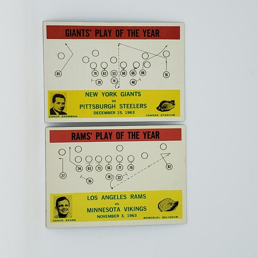 VINTAGE PHILADELPHIA BRAND FOOTBALL CARDS: COACH SHERMAN NY GIANTS PLAY OF THE YEAR