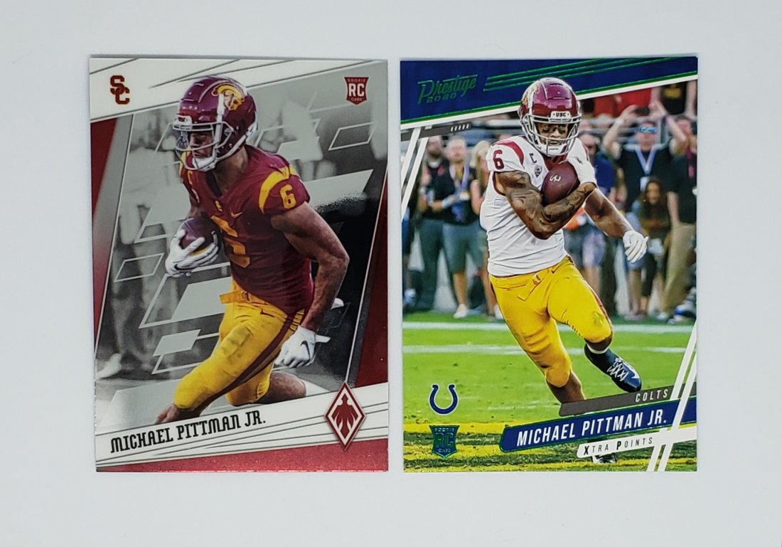 MICHAEL PITTMAN JR. INDIANAPOLIS COLTS ROOKIE CARDS: PANINI PHOEMIX RC, 2020 PRESTIGE GREEN FOIL FOOTBALL RC