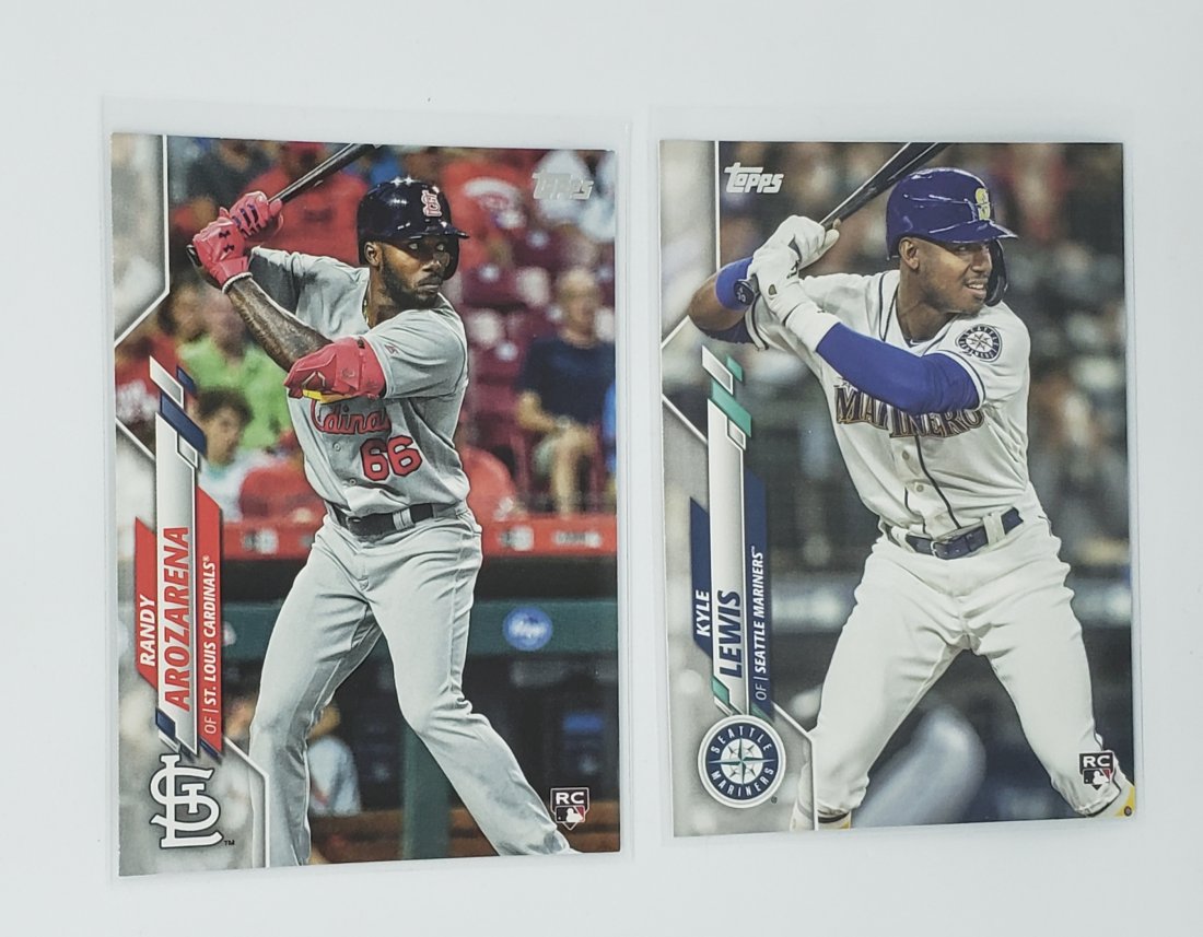 KYLE LEWIS ROOKIE & randy arozarena rookie cards: 2020 topps baseball rookie lot kyle lewis possible rookie of the year and playoff break out star randy arozarena st. louis cards