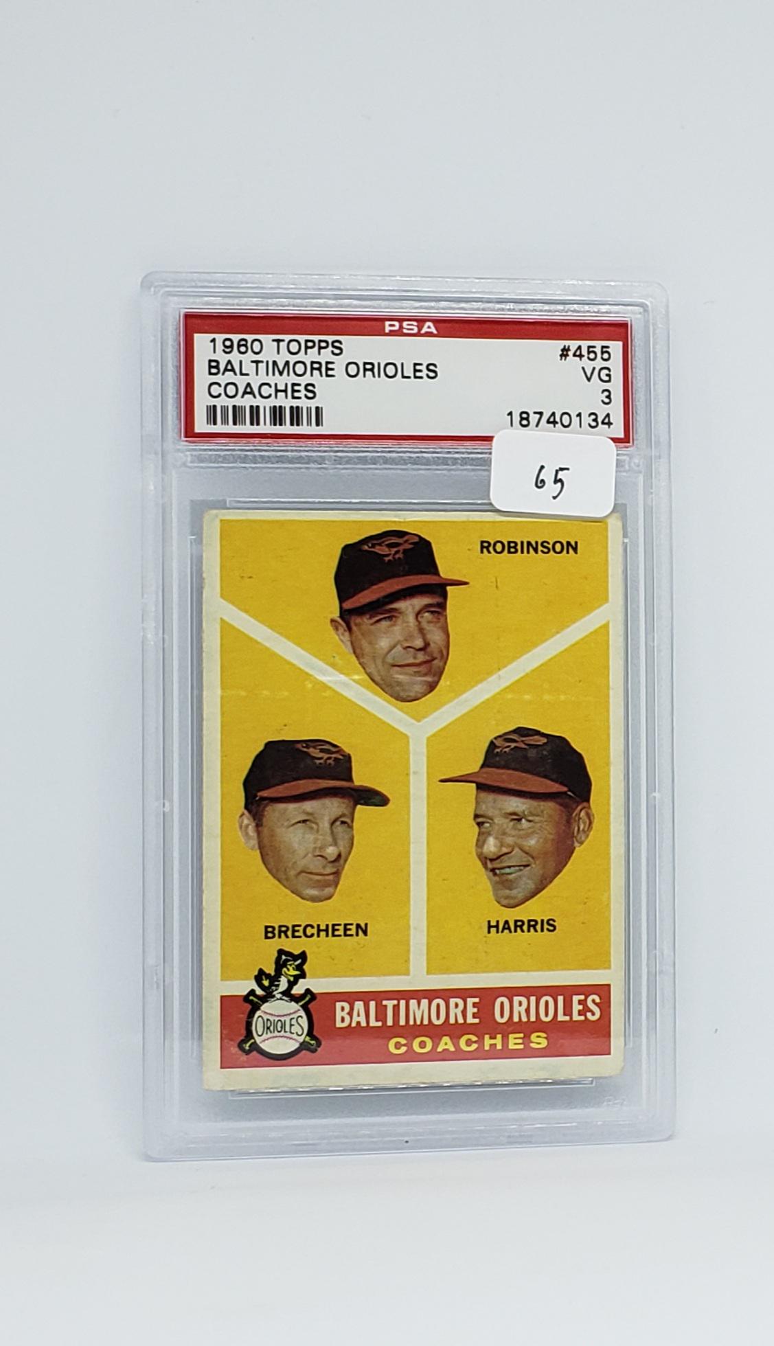PSA GRADED 1960 TOPPS #455 BALTIMORE ORIOLES COACHES: PSA GRADED 1960 TOPPS #455 BALTIMORE ORIOLES COACHES PSA 3