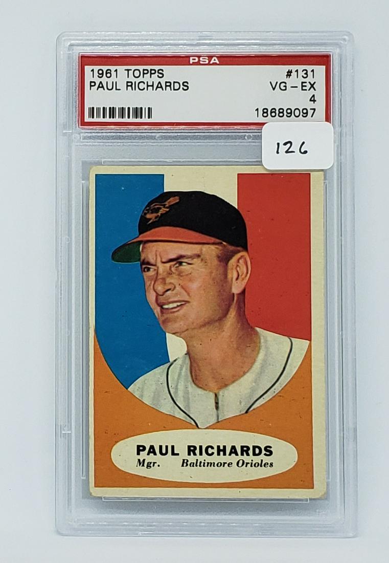 1961 TOPPS #131 PAUL RICHARDS ORIOLES PSA 4: 1961 TOPPS #131 PAUL RICHARDS ORIOLES PSA 4