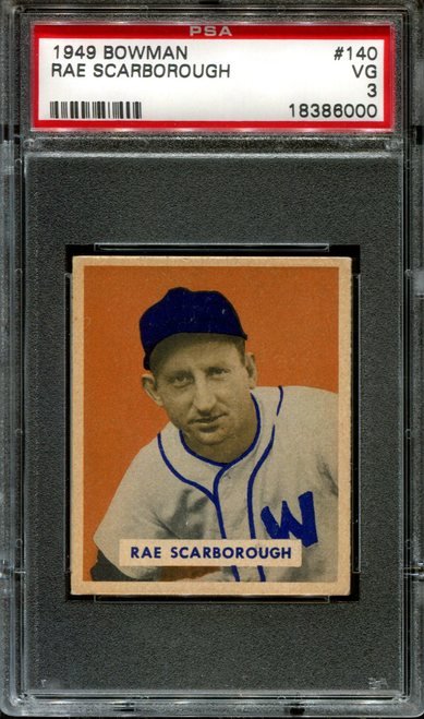 PSA GRADED 1949 BOWMAN #140 RAE SCARBOROUGH POP 5 PSA 3: PSA GRADED 1949 BOWMAN #140 RAE SCARBOROUGH POP 5 PSA 3