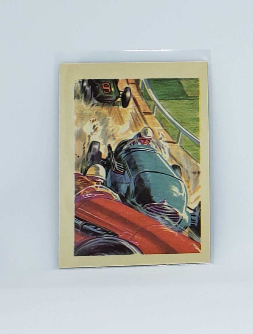 1956 GUM INC. ADVENTURE SERIES TRADING CARD: 1956 ADVENTURE CARD #38 DIRT TRACK HOT RODDERS