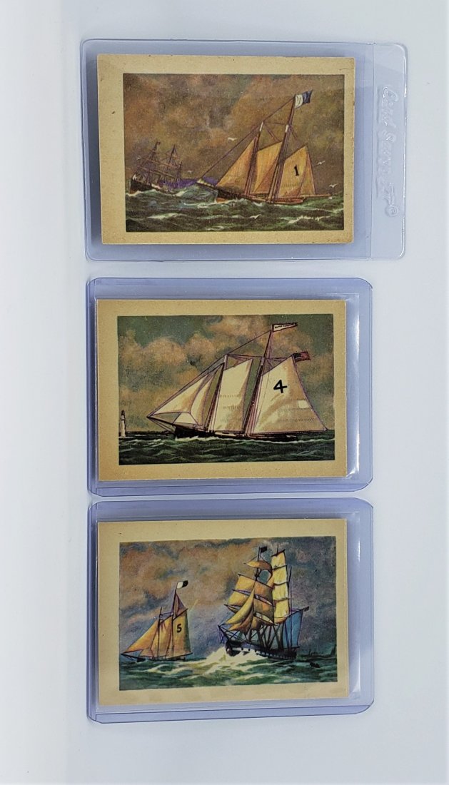 1956 GUM INC. ADVENTURE SERIES TRADING CARDS: 1956 ADVENTURE CARD #52, 53, 54 BOAT PILOTS LOT