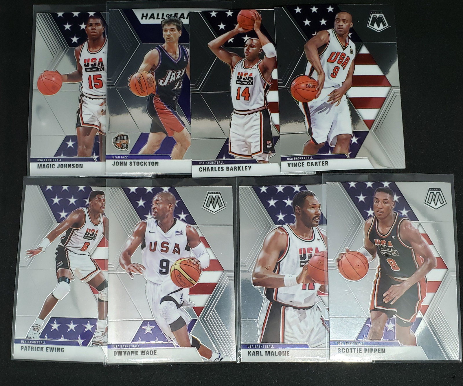 2019-20 MOSAIC BASKETBALL TEAM USA INSERT CARDS: MAGIC JOHNSON, D WADE, VINCE CARTER, PATRICK EWING