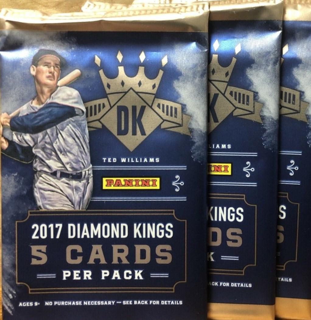 2-PACKS OF 2017 DIAMOND KINGS UNOPENED BASEBALL CARDS: 2017 PANINI DIAMOND KING SEALED PACKS AARON JUDGE ROOKIE CARD, CODY BELLINGER ROOK CARD BABSE RUTH, TED WILLIAMS MICKEY MANTLE INSERT CARDS