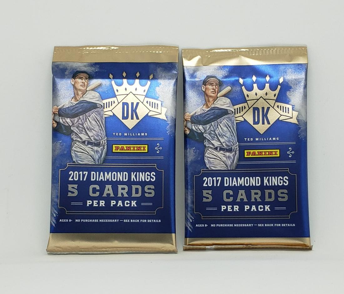 2017 TOPPS DIAMOND KINGS BASEBALL CARD PACKS: 2 PACKS OF 2017 DIAMOND KINGS AARON JUDGE AND CODY BELLEINGER ROOKIE CARDS TED WILLIAMS, MICKEY MANTLE INSERTS