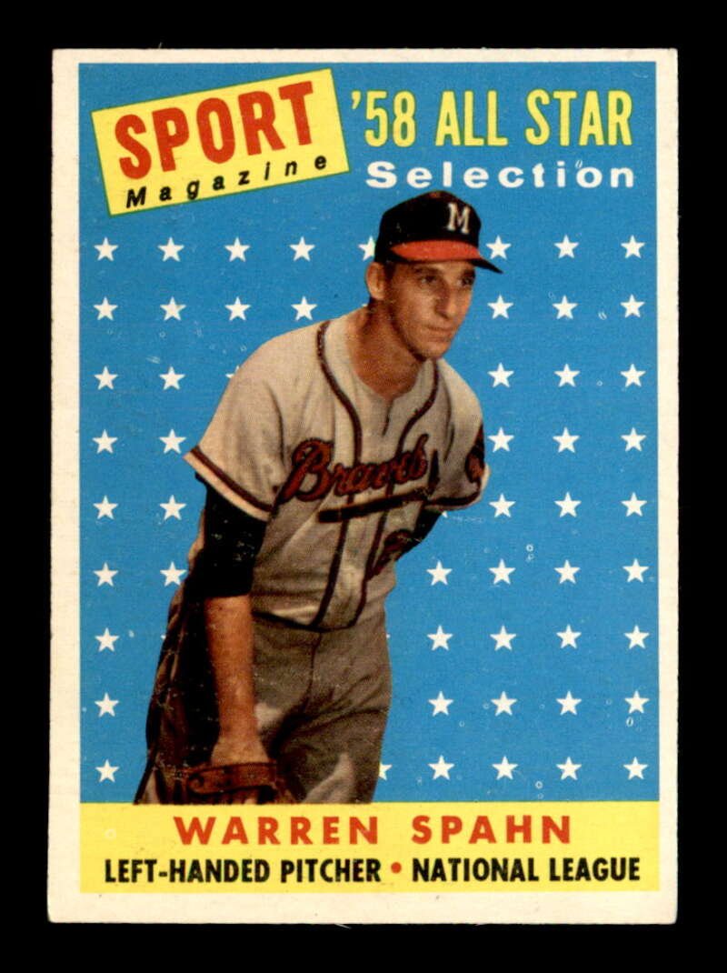 1958 Topps #494 Warren Spahn ALL STAR EX+: 1958 Topps #494 Warren Spahn ALL STAR EX+