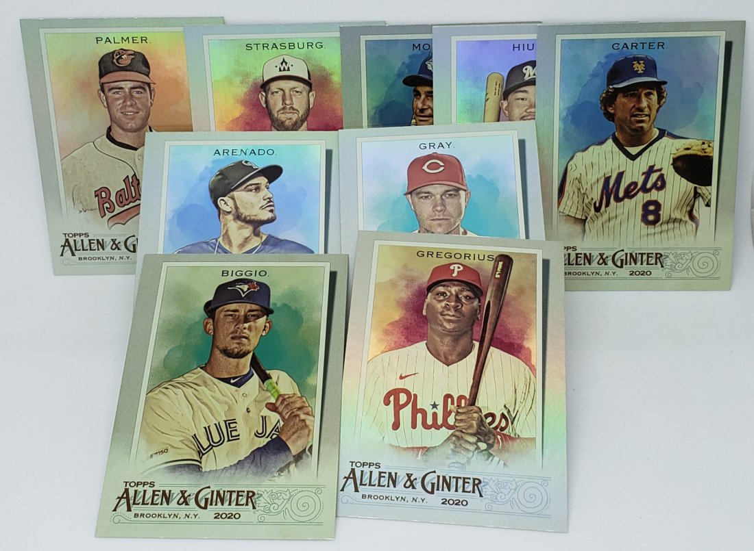 2020 TOPPS ALLEN & GINTER HOLO FOIL SPS: JIM PALMER, GARY CARTER, NOLAN ARENADO HOLO FOIL PARALLELS