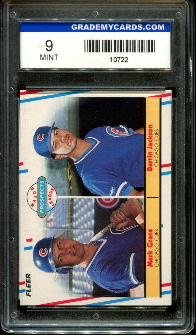 GRADED 1988 FLEER #641 MARK GRACE RC CUBS GMC 9: GRADED 1988 FLEER #641 MARK GRACE RC CUBS GMC 9