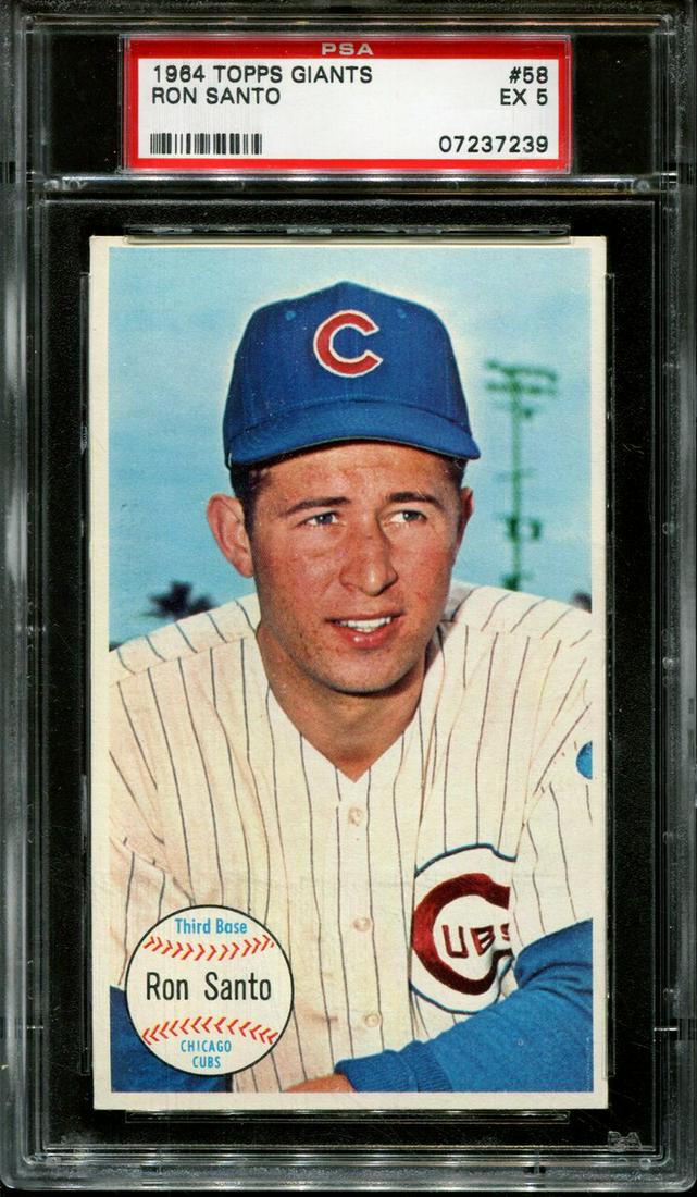 GRADED 1964 TOPPS GIANTS #58 RON SANTO CUBS HOF PSA 5: GRADED 1964 TOPPS GIANTS #58 RON SANTO CUBS HOF PSA 5