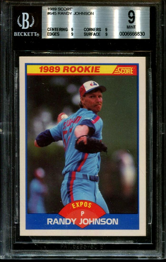 1989 SCORE #645 RANDY JOHNSON RC HOF BGS 9: 1989 SCORE #645 RANDY JOHNSON RC EXPOS HOF BGS 9