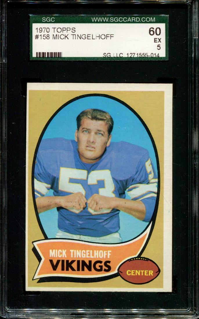 GRADED 1970 TOPPS #158 MICK TINGELHOFF SGC 60: 1970 TOPPS #158 MICK TINGELHOFF VIKINGS SGC 60
