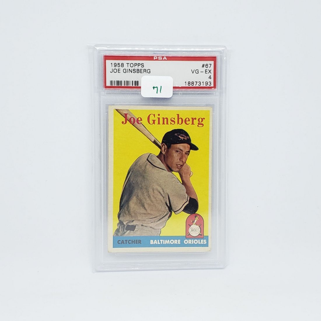 PSA GRADED VGEX 1958 TOPPS JOE GINSBERG ORIOLES (1 of 1)