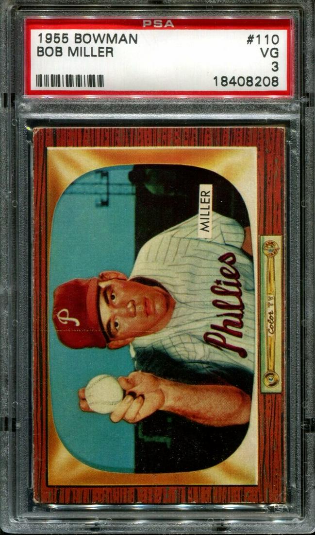 1955 BOWMAN #110 BOB MILLER RC POP 5 PSA 3 (1 of 1)