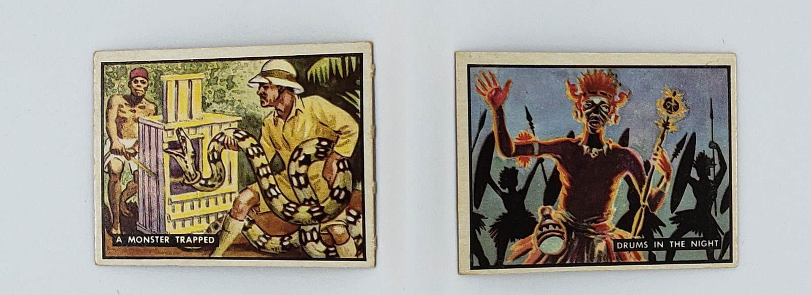 1950 TOPPS BRING EM BACK ALIVE: A MONSTER TRAPPED AND DRUMS IN THE NIGHTG