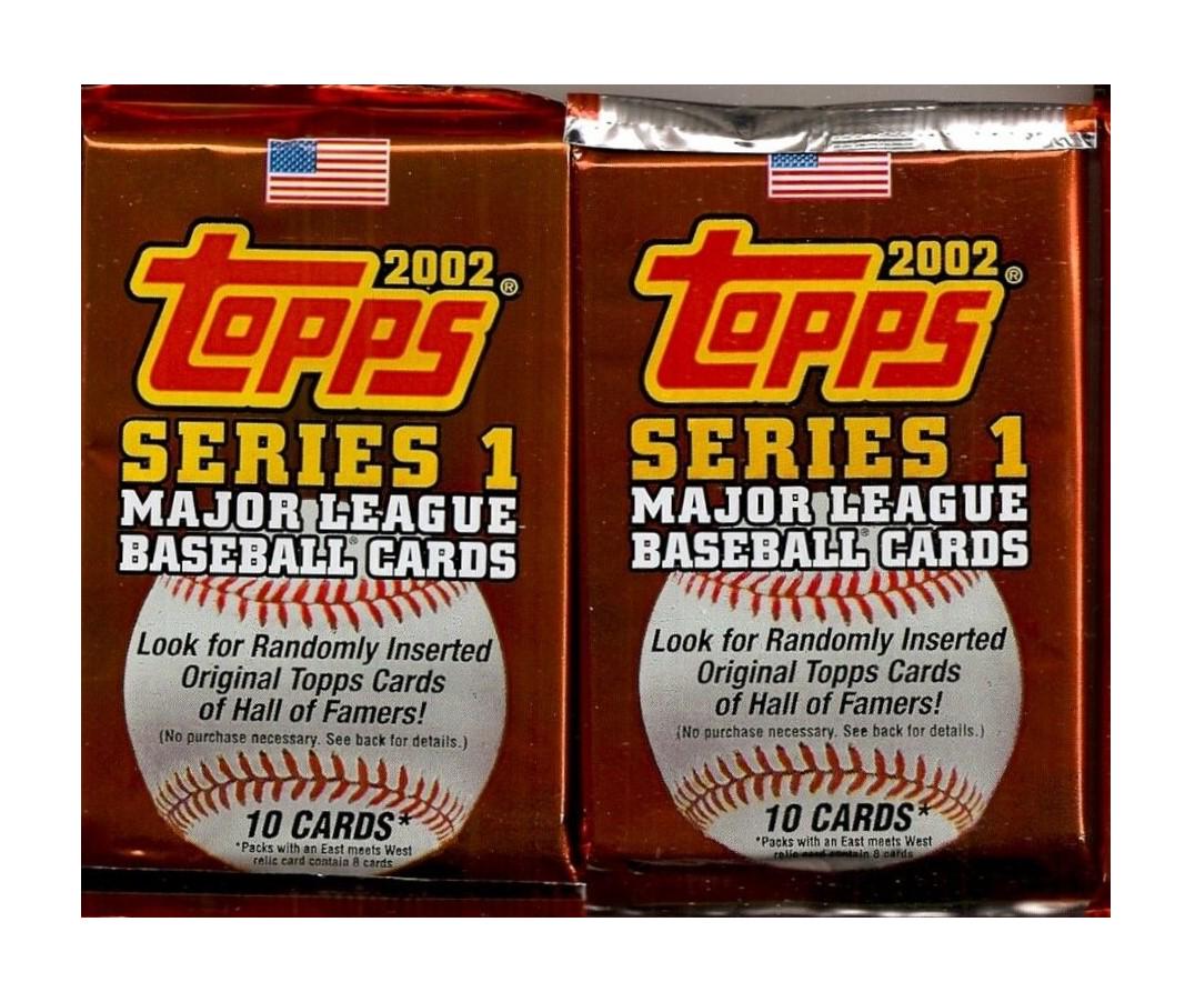 2002 TOPPS BASEBALL CARDS SERIES 1 SEALED PACKS: RARE FIND 2 BOX FRESH PACKS OF 2002 TOPPS BASEBALL SEALED PACKS