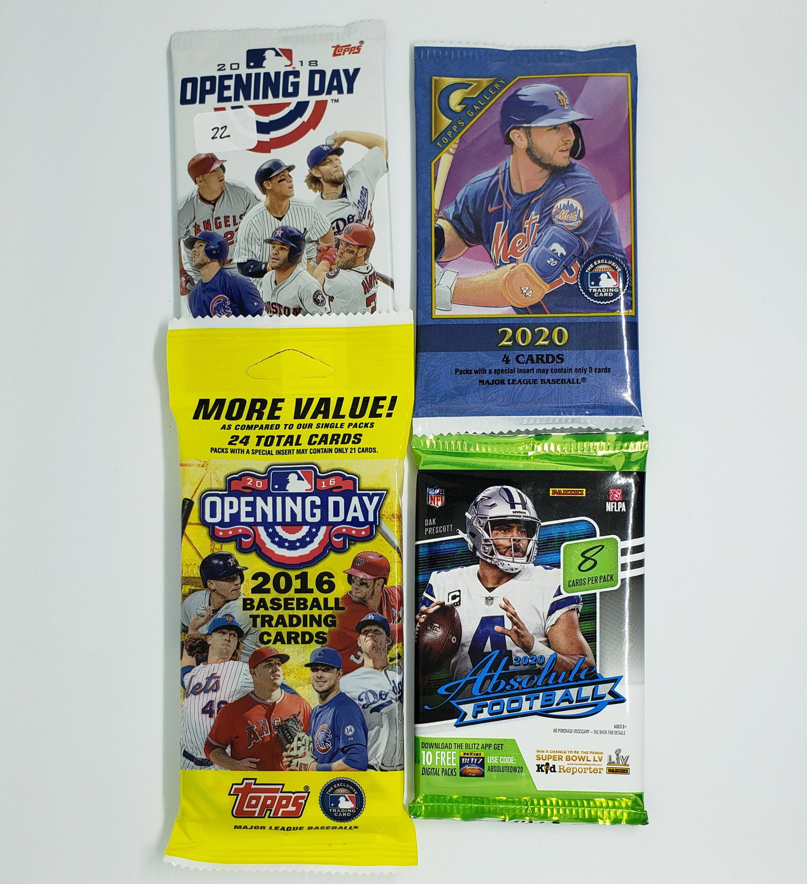 4-FACTORY SEALED PACKS OF BASEBALL & FOOTBALL CARDS (1 of 1)