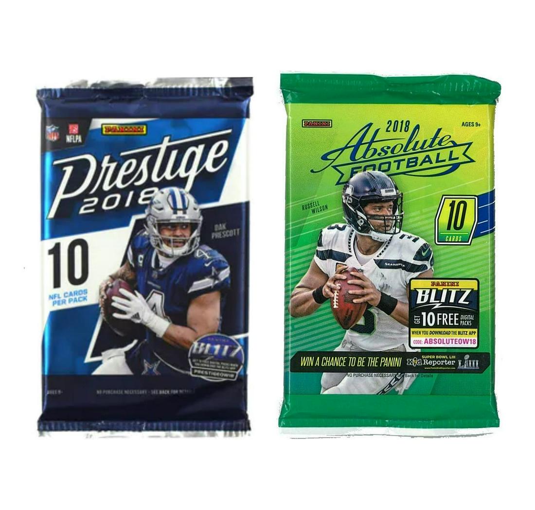 2018 PANINI PRESTIGE AND ABSOLUTE FOOTBALL NEW PACK (1 of 1)