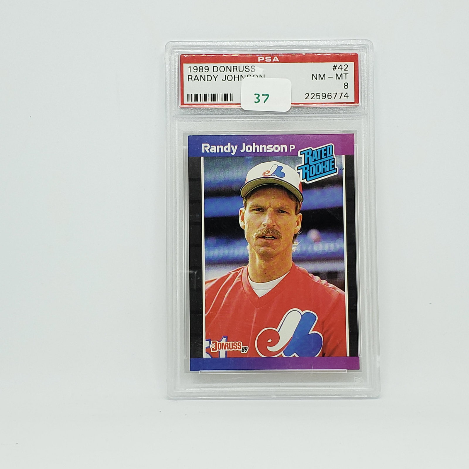 PSA 8 GRADED 1989 DONRUSS RANDY JOHNSON ROOKIE CARD: PSA GRADED 1989 DONRUSS RANDY JOHNSON NM-MT PSA 8