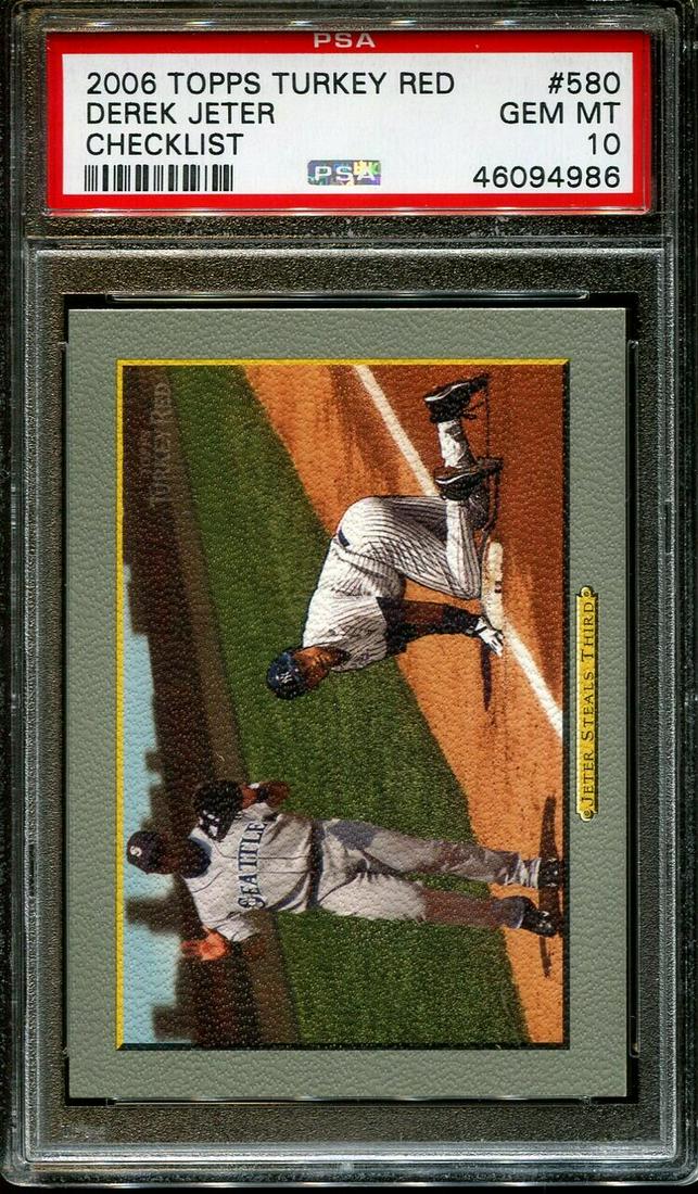 2006 TOPPS TURKEY RED #580 DEREK JETER CHECKLIST PSA 10: 2006 TOPPS TURKEY RED #580 DEREK JETER CHECKLIST PSA 10