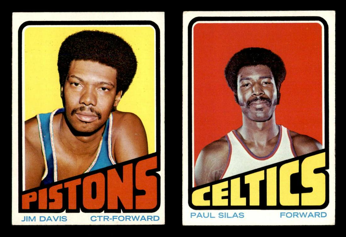 LOT OF 2 BETTER 1972 TOPPS BASKETBALL CARD: 1972 Topps #51 Jim Davis EXMT/EXMT+, 1972 Topps #55 Paul Silas BOSTON CELTICS EX