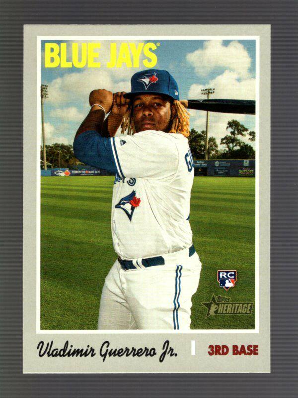 VLADIMIR GUERRERO JR. ROOKIE CARD: 2019 TOPPS HERITAGE HIGH NUMBER #504 VLADIMIR GUERRERO JR. RC TORONTO BLUE JAYS