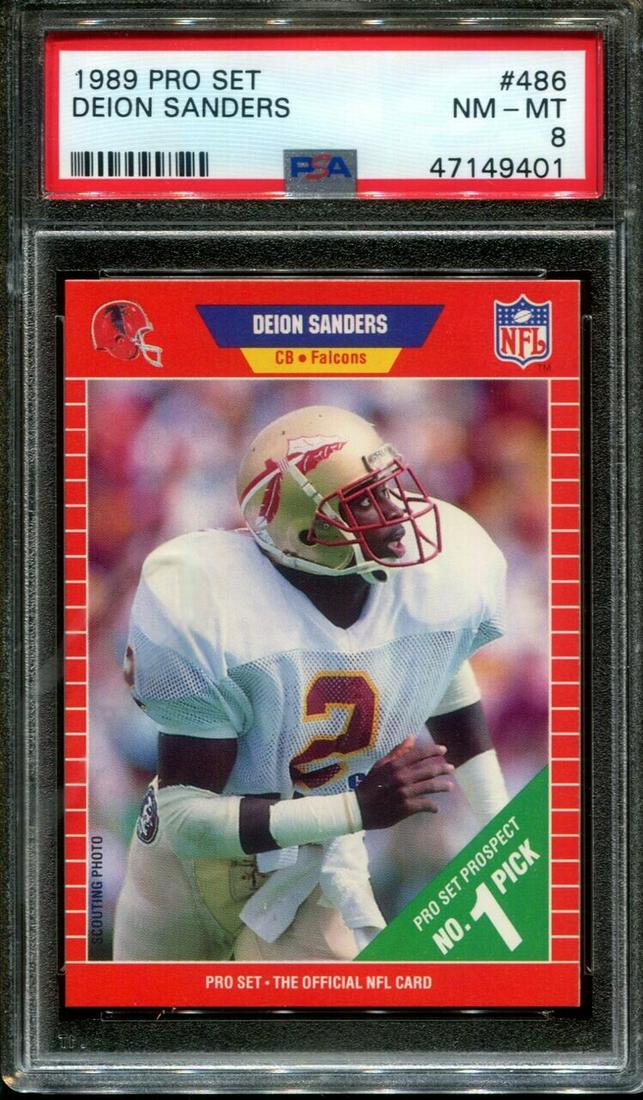 1989 PRO SET #486 DEION SANDERS RC HOF PSA 8 (1 of 1)