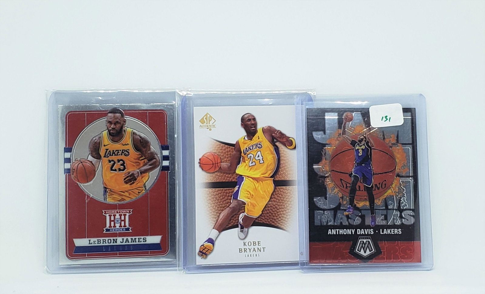 LOT OF 3 LA LAKERS CARDS: ANTHONY DAVIS JAM MASTERS, KOBE BRYANT, LEBRON JAMES