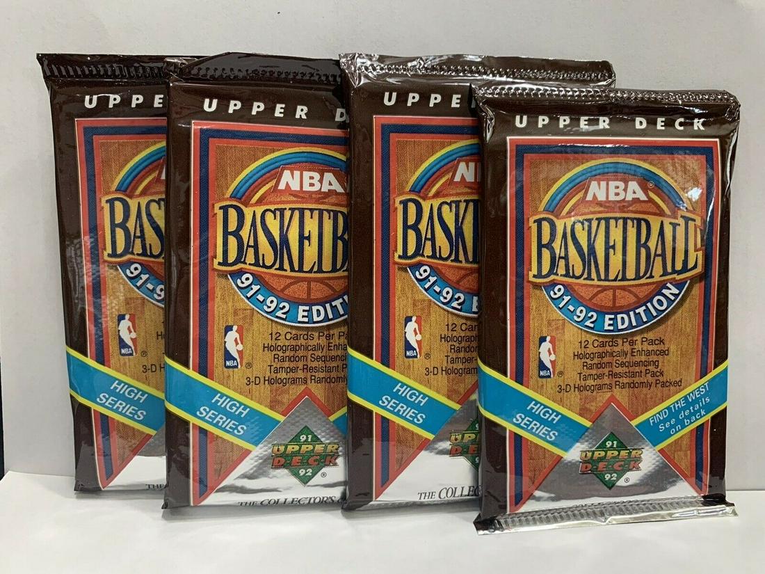 (4PK) 1991-92 UPPER DECK BASKETBALL WAX PACKS (1 of 1)