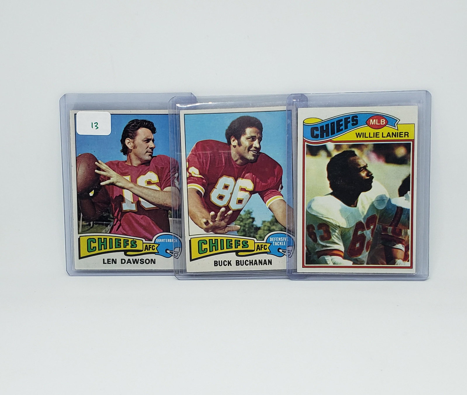 LOT OF 3 VINTAGE KC CHIEFS HALL OF FAMERS: LENNY DAWSON, BUCK BUCHANAN, WILLIE LANIER
