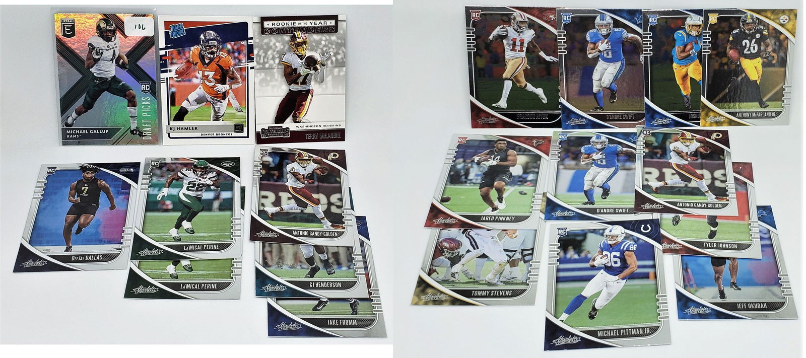 LOT OF 20 ROOKIE FOOTBALL CARDS (1 of 1)
