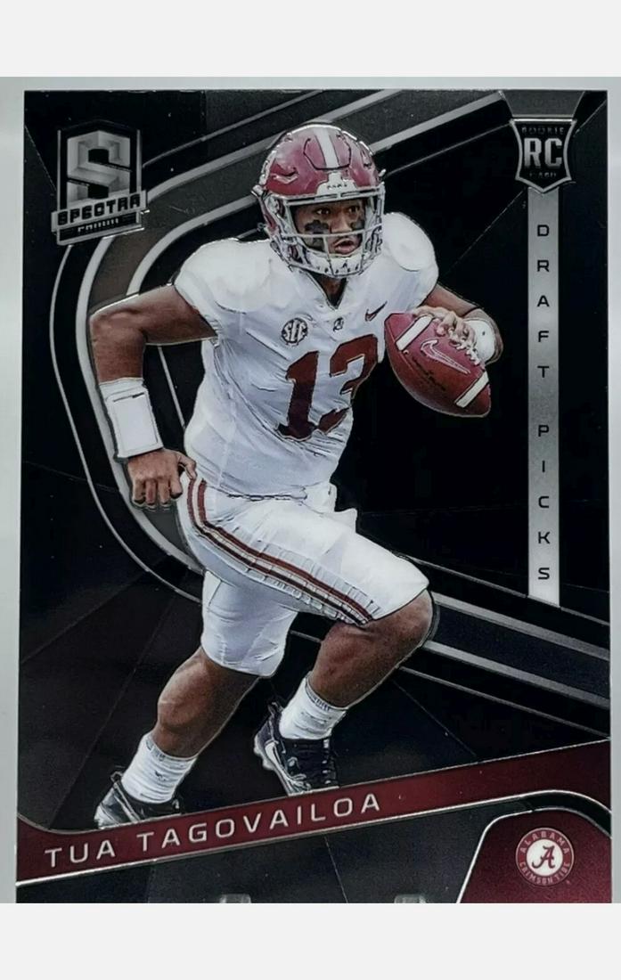 TUA TAGOVAILOA DOLPINS ROOKIE CARD: 2020 PANINI CHRONICLES-SPECTRA TUA TAGOVAILOA RC ALABAMA MIAMI DOLPHINS