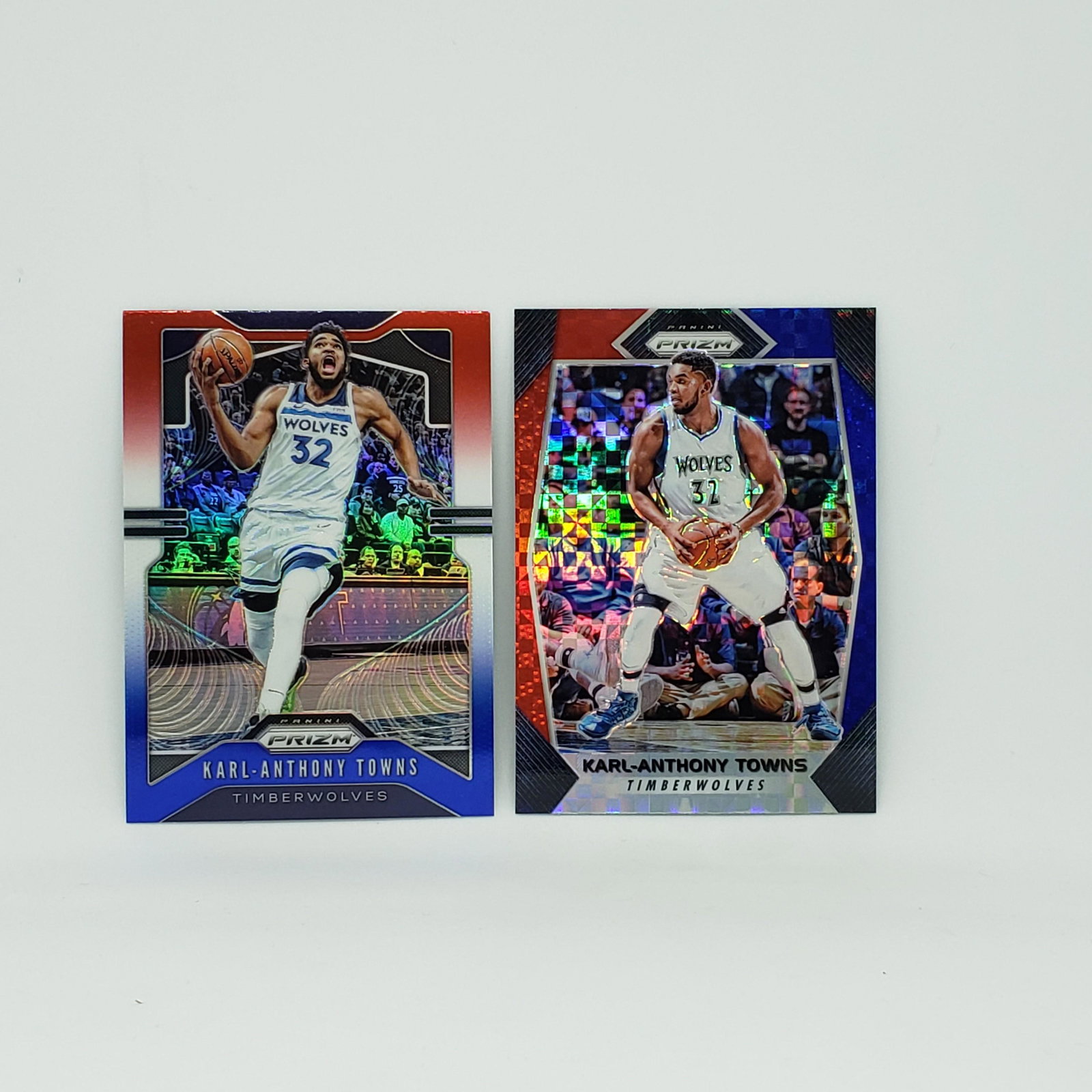 PANINI PRIZM KARL ANTHONY-TOWNS PRIZM PARALLELS/SPS: 2016-17 red white blue prizm, 2019-20 rwb prizm
