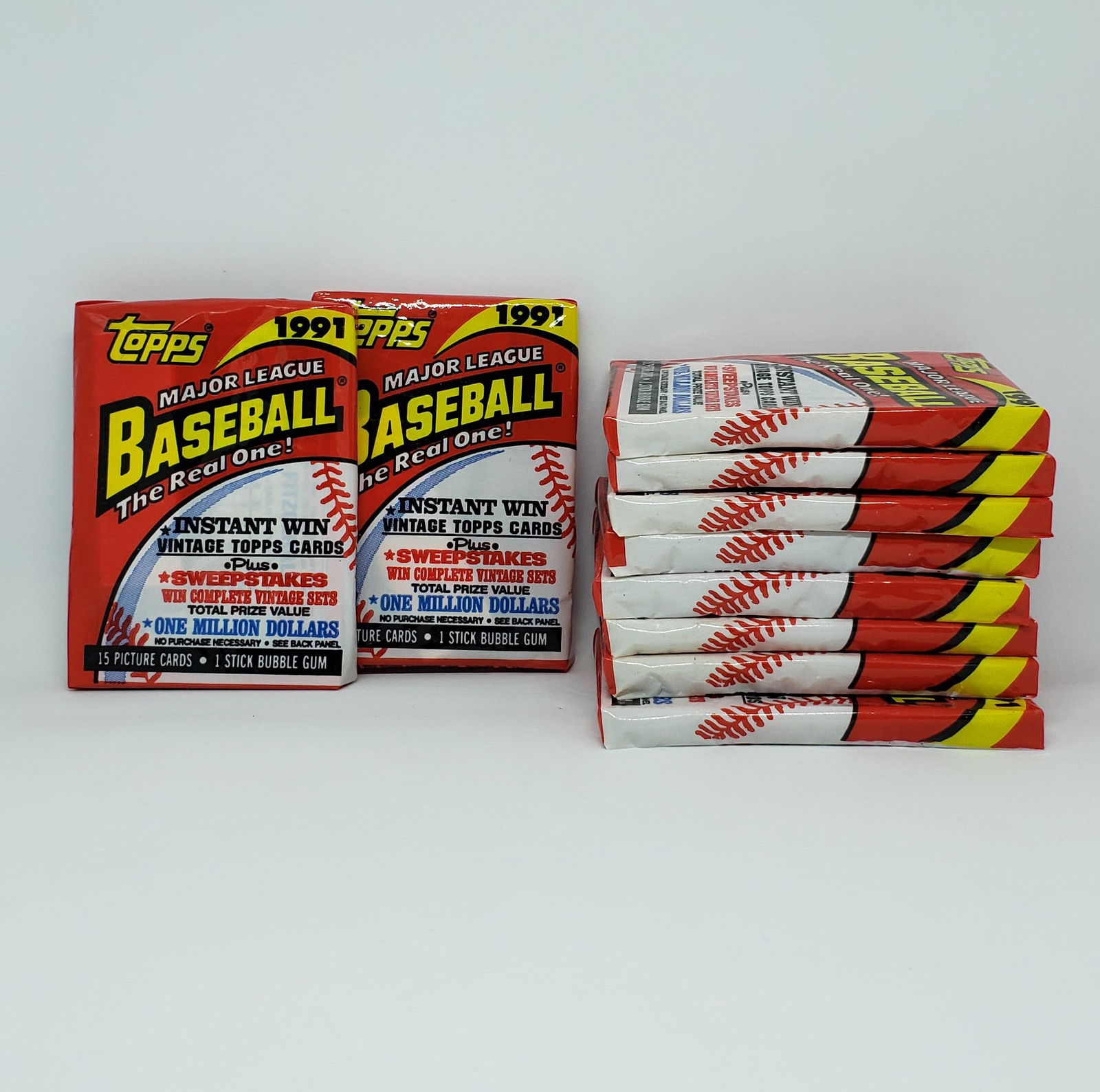 10 SEALED WAX PACKS-1991 TOPPS BASEBALL CARDS: 10 SEALED WAX PACKS-1991 TOPPS BASEBALL CARDS