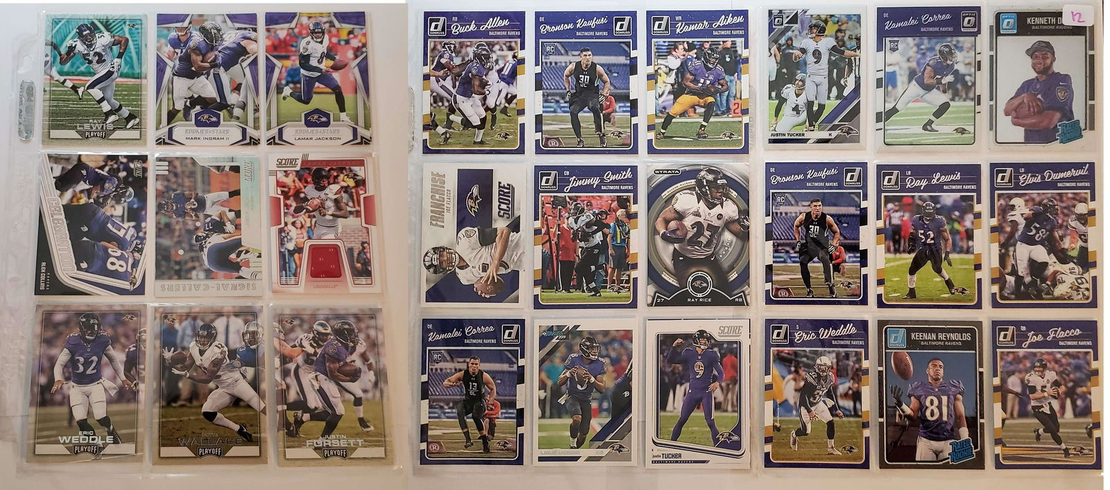 LOT OF 18 BALTIMORE RAVENS CARDS (1 of 2)
