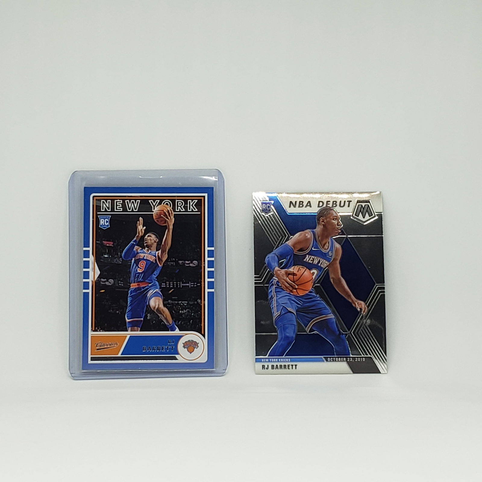 RJ BARRETT NY KNICKS ROOKIE CARDS: 2019-20 PANINI CLASSICS, 20129-20 MOSAIC NBA DEBUT
