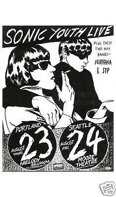 Sonic Youth & Nirvana at Seattle Concert Poster Early: THIS 12 X 18 PROMO POSTER IS A REPRODUCTION OF NIRVANA