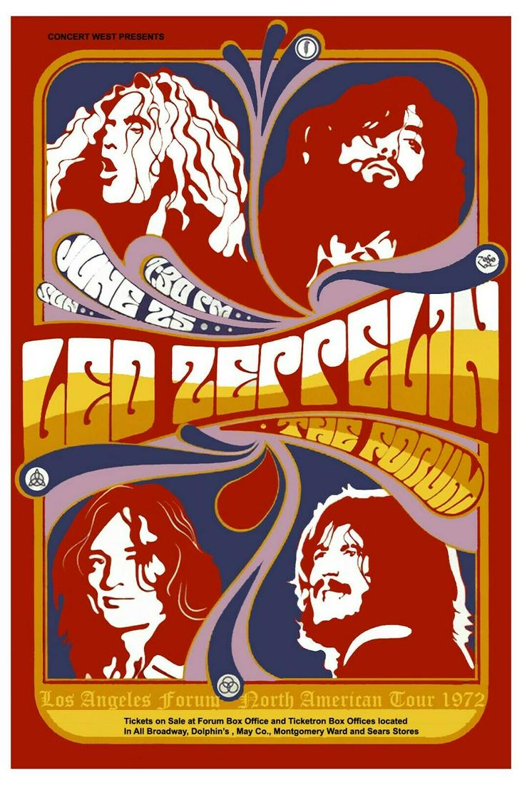 Led Zeppelin at The Forum in Ingelwood California: THIS 12 X 18 PROMO POSTER IS A REPRODUCTION OF Led Zeppelin