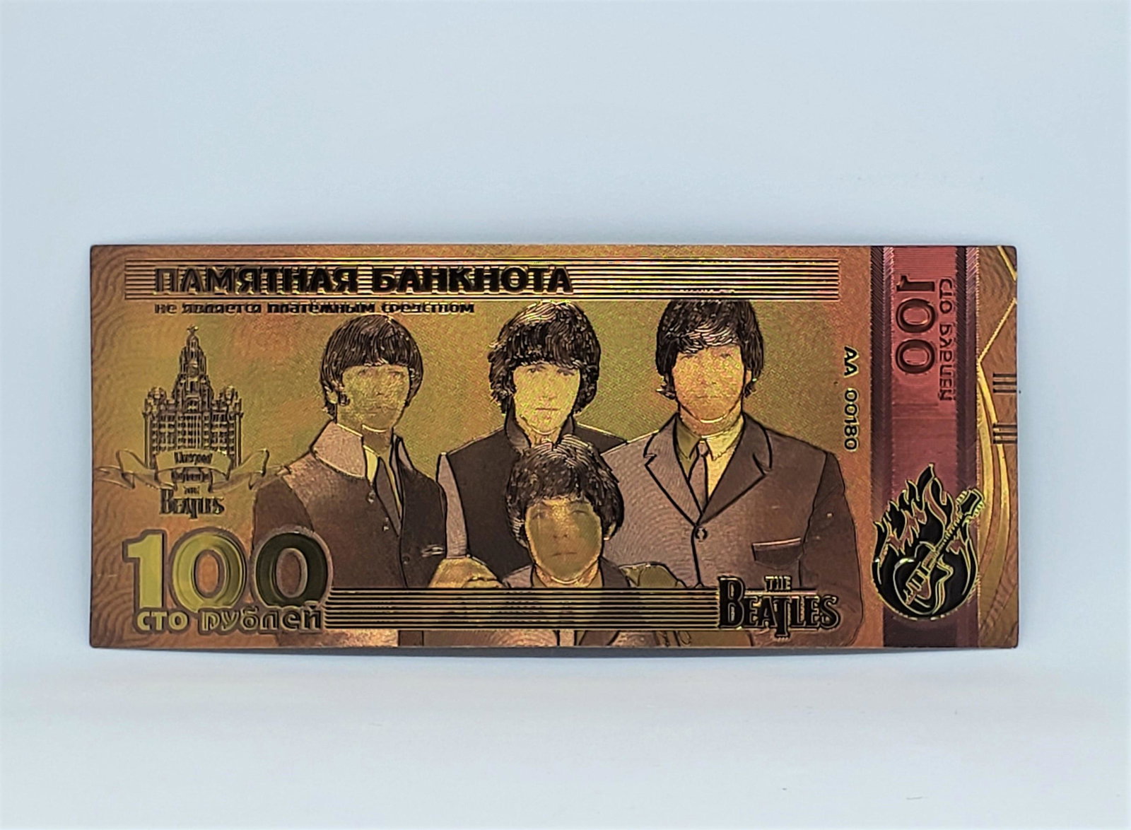 THE BEATLES ACETATE GOLD EMBOSSED COLLECTORS NOTE: NICE QUALITY ACETATE SOVIET, USSR BEATLES GOLD EMBOSSED BEATLES COLLECTORS NOTE