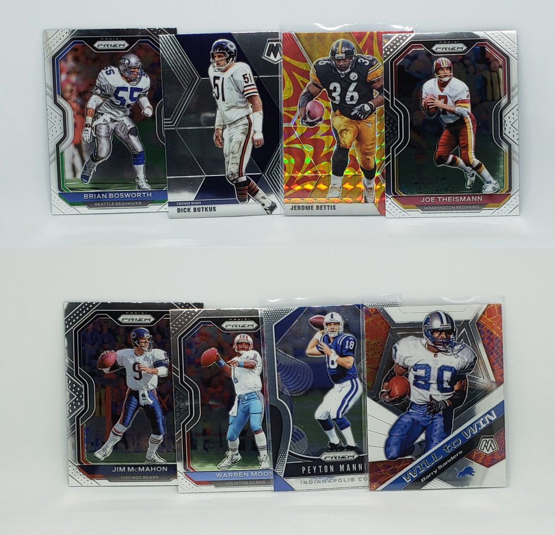 8 PANINI PRIZM & MOSAIC LEGENDS AND HOFERS: 8 PANINI PRIZM LEGENDS AND HOFERS BERRY SANDERS JEROME BETTIS WARREN MOON DICK BUTKIS