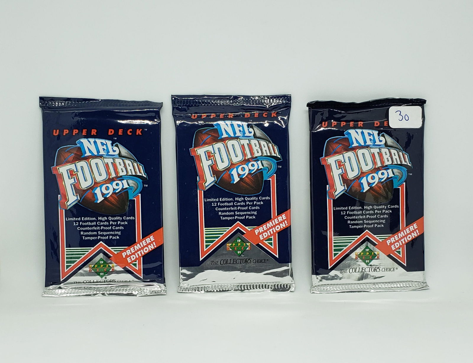 (3PK) 1991 UPPER DECK NFL FOOTBALL PACKS (1 of 1)