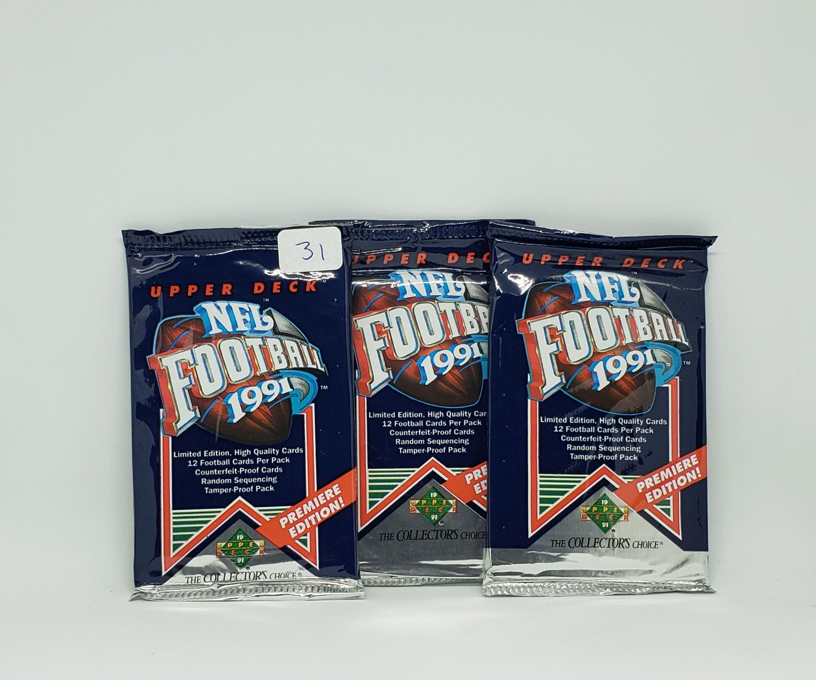 (3PK) 1991 UPPER DECK NFL FOOTBALL PACKS (1 of 1)